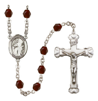 Silver-Plated 6mm Saint Brendan the Navigator  Engraved Catholic Rosaries