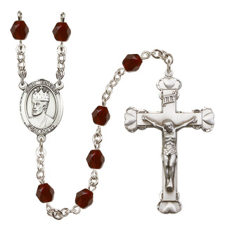 Silver-Plated 6mm Saint Edward the Confessor  Engraved Catholic Rosaries