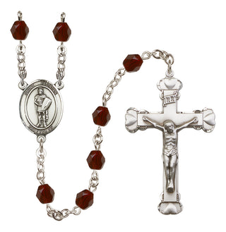 Silver-Plated 6mm Saint Florian  Engraved Catholic Rosaries
