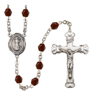 Silver-Plated 6mm San Francis  Engraved Catholic Rosaries