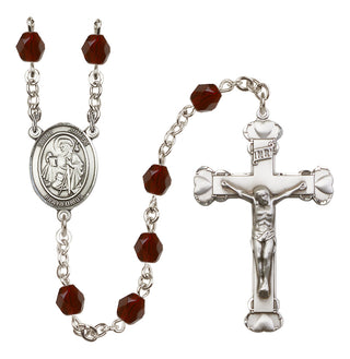 Silver Plated 6mm Fire Polished Saint James the Greater Rosary in Garnet