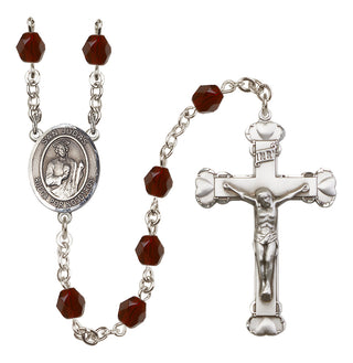 Silver-Plated 6mm San Judas  Engraved Catholic Rosaries