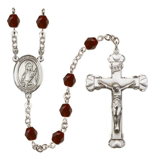 Silver Plated 6mm Fire Polished Saint Lucia of Syracuse Rosary in Garnet