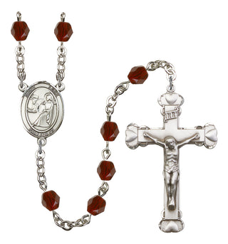 Saint Luke the Apostle Rosary with Garnet Beads