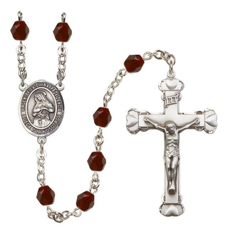 Silver Plated 6mm Fire Polished Virgen de la Divina Providencia Rosary in Garnet