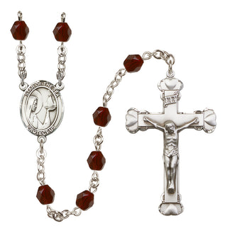 Silver Plated 6mm Fire Polished Our Lady Star of the Sea Rosary in Garnet