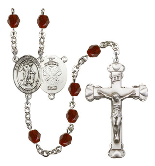 Guardian Angel and Nat'l Guard Rosary with Garnet Beads