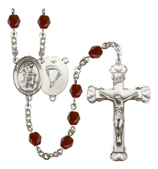 Guardian Angel and Paratrooper Rosary with Garnet Beads