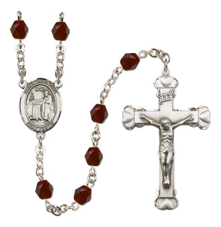 Silver Plated 6mm Fire Polished Saint Valentine of Rome Rosary in Garnet