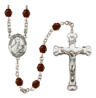Silver Plated 6mm Fire Polished Saint Gemma Galgani Rosary in Garnet