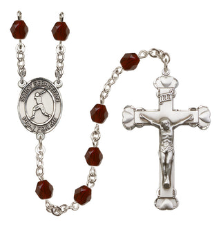 Silver-Plated 6mm Saint Sebastian/Baseball Rosary