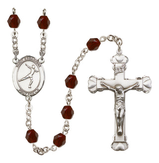Silver-Plated 6mm Saint Sebastian/Figure Skating Rosary