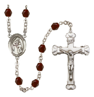 Silver Plated 6mm Fire Polished Blessed Caroline Gerhardinger Rosary in Garnet