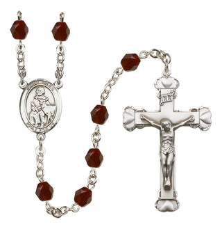 Silver-Plated 6mm Saint Giles  Engraved Catholic Rosaries