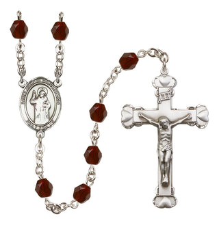 Silver Plated 6mm Fire Polished Saint John of Capistrano Rosary in Garnet