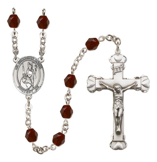 Silver Plated 6mm Fire Polished Guardian Angel of the World Rosary in Garnet