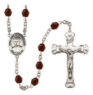 Silver Plated 6mm Fire Polished Saint Jose Sanchez del Rio Rosary in Garnet