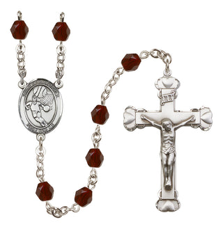 Silver-Plated 6mm Saint Christopher/Basketball Rosary