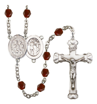 Saint Sebastian and Choir Rosary with Garnet Beads