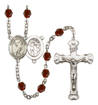 Saint Sebastian and Lacrosse Rosary with Garnet Beads
