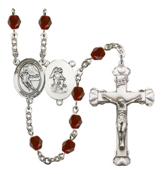 Guardian Angel and Hockey Rosary with Garnet Beads