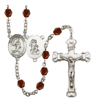 Guardian Angel and Men's Track & Field Rosary with Garnet Beads