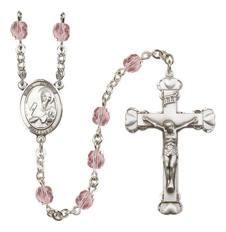 Silver Plated 6mm Fire Polished Saint Andrew the Apostle Rosary in Light Amethyst