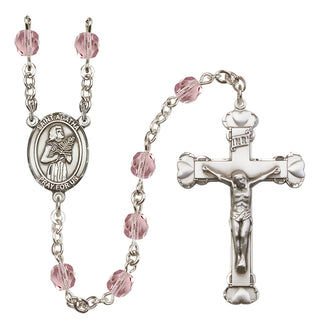 Silver Plated 6mm Fire Polished Saint Agatha Rosary in Light Amethyst