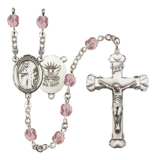 Silver-Plated 6mm Saint Brendan the Navigator / Navy Rosary