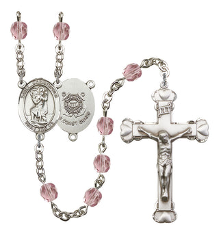 Saint Christopher and Coast Guard Rosary with Light Amethyst Beads