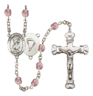Silver-Plated 6mm Saint Christopher / Paratrooper Rosary