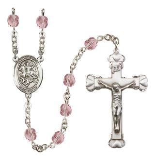 Silver-Plated 6mm Saint George  Engraved Catholic Rosaries