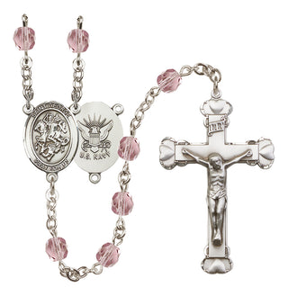 Silver-Plated 6mm Saint George / Navy Rosary