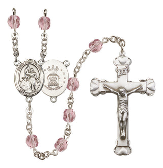 Silver-Plated 6mm Saint Joan of Arc / Air Force Rosary
