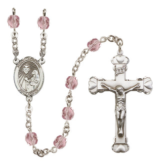 Silver Plated 6mm Fire Polished Saint Margaret Mary Alacoque Rosary in Light Amethyst