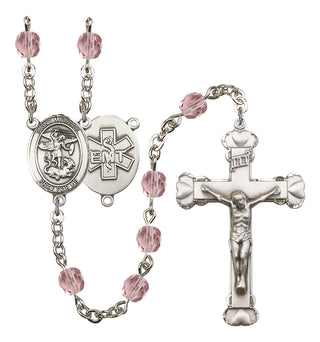 Saint Michael and EMT Rosary with Light Amethyst Beads