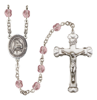 Silver Plated 6mm Fire Polished Virgen de la Divina Providencia Rosary in Light Amethyst