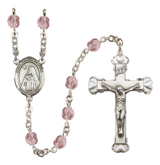 Silver Plated 6mm Fire Polished Saint Teresa of Avila Rosary in Light Amethyst
