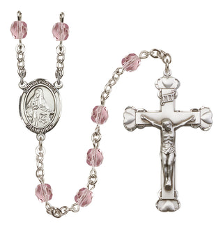 Silver Plated 6mm Fire Polished Saint Veronica Rosary in Light Amethyst