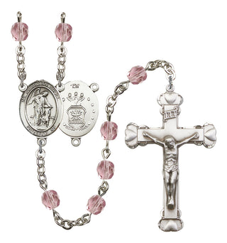 Guardian Angel and Air Force Rosary with Light Amethyst Beads