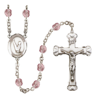 Silver-Plated 6mm Saint Christopher/Gymnastics  Engraved Catholic Rosaries