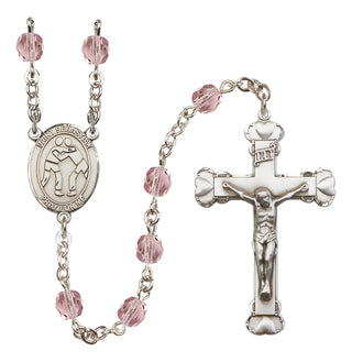 Silver-Plated 6mm Saint Sebastian/Wrestling Rosary