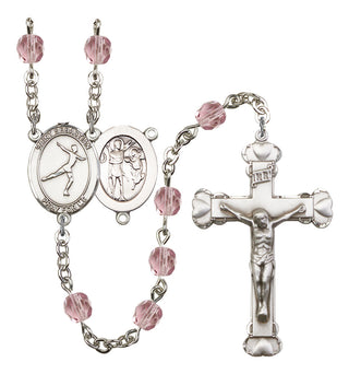 Saint Sebastian and Figure Skating Rosary with Light Amethyst Beads