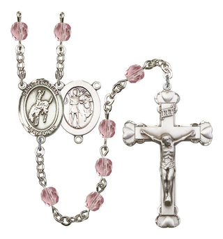 Saint Sebastian and Rodeo Rosary with Light Amethyst Beads
