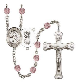 Saint Christopher and Field Hockey Rosary with Light Amethyst Beads