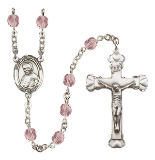 Silver Plated 6mm Fire Polished Saint John Neumann Rosary in Light Amethyst