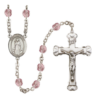 Silver Plated 6mm Fire Polished Saint Barnabas Rosary in Light Amethyst