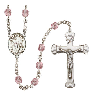 Silver Plated 6mm Fire Polished Saint Susanna Rosary in Light Amethyst