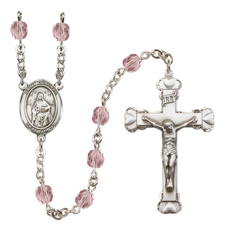 Silver Plated 6mm Fire Polished Saint Deborah Rosary in Light Amethyst
