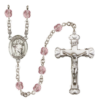 Silver Plated 6mm Fire Polished Saint Aedan of Ferns Rosary in Light Amethyst